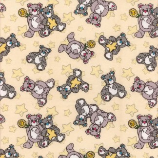 Teddy Star - Yellow Flannel Fabric
