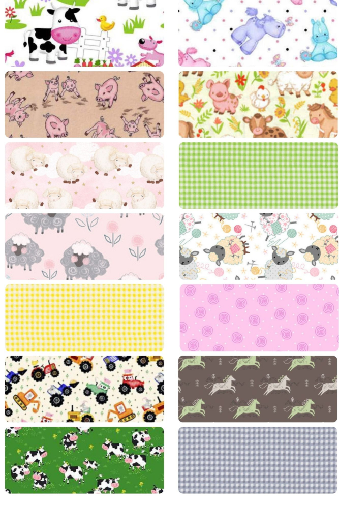 Assorted Children's Farm Flat Fold Assortment 18 Yard Bundle Flannel Fabric
