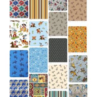 Assorted Children's Western Cowboy Fabric - 1 lb Scrap Bundle