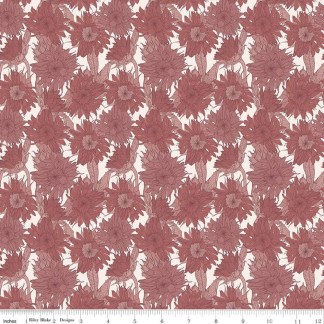 Evening on the Prairie Sunflower Dusty Rose Cotton Fabric