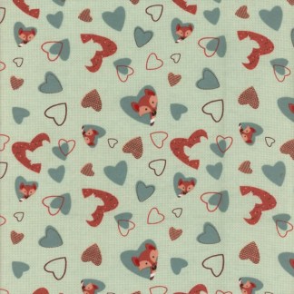 Fox Heart - Sage Flannel Fabric