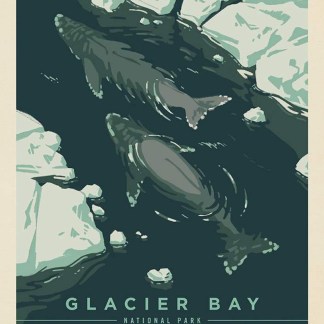 National Parks Glacier Bay Poster Panel Cotton Fabric