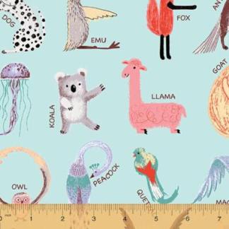 Cubby Bear Animals ABC Flannel Fabric
