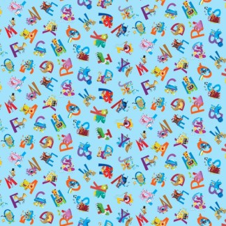 My Silly Monster ABCs ABC Monster Allover - Light Blue Cotton Fabric