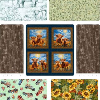 Highland Cow Love 5 Yards And Panel Bundle Cotton Fabric