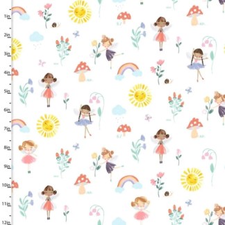 Pixie Dust Pixie Pals White Flannel Fabric