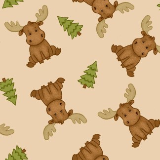 Sitting Moose Comfy Flannel Fabric