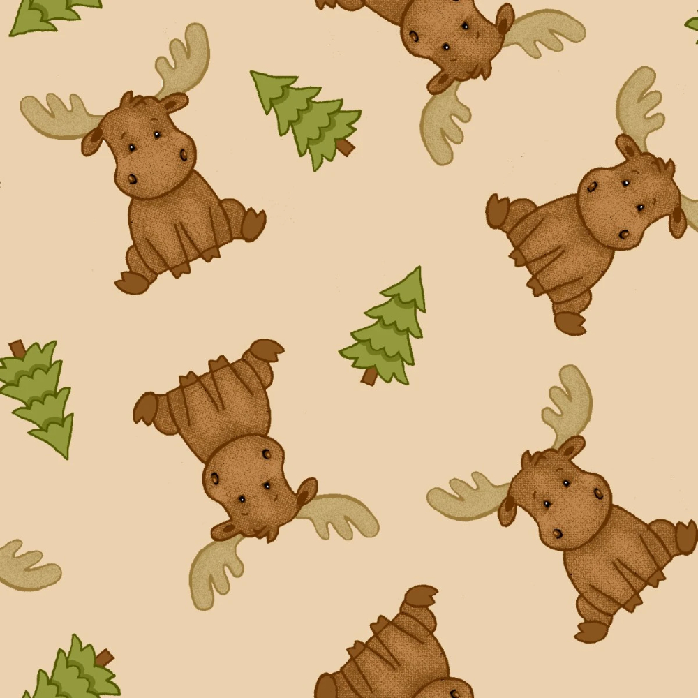 Sitting Moose Comfy Flannel Fabric