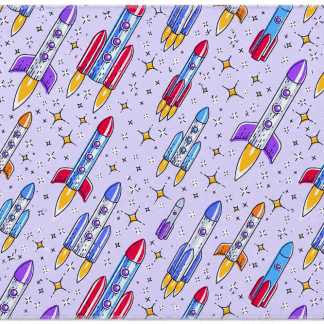 Single Layer Flannel Blanket - Up and Away Rockets Flannel