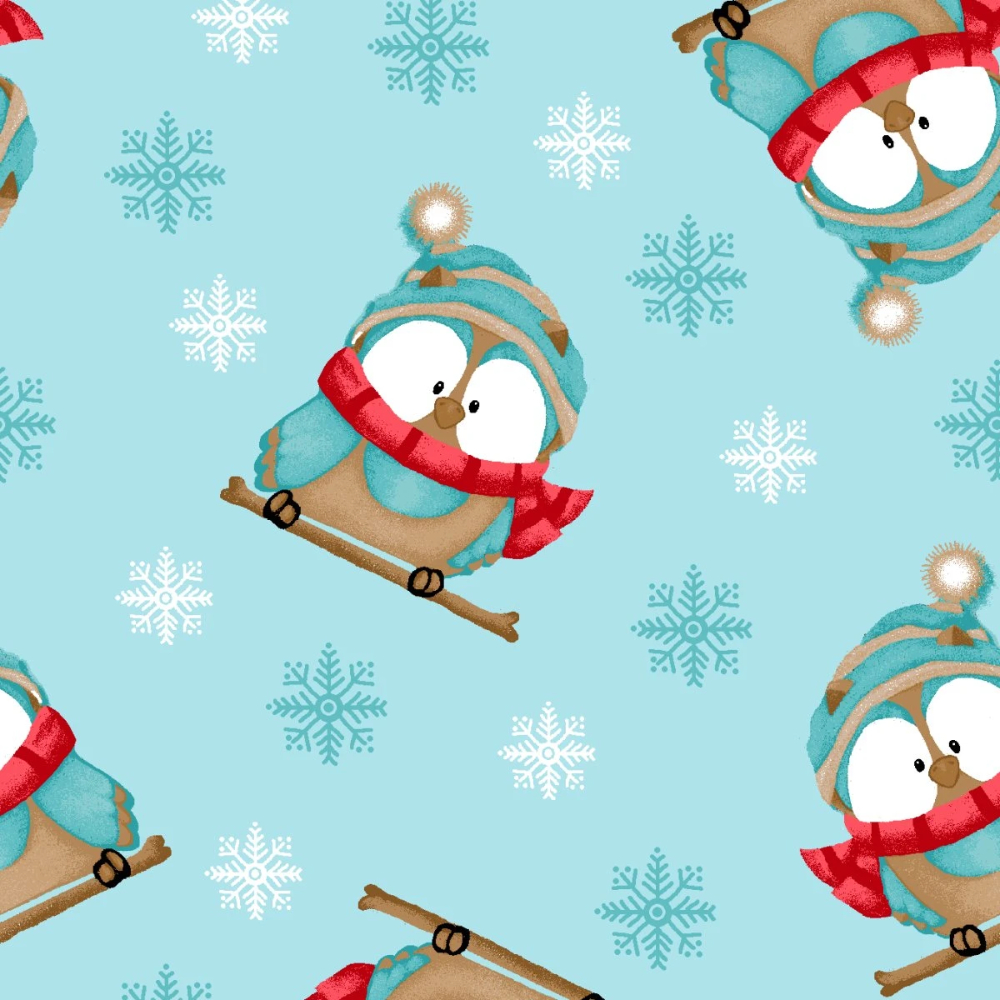 Sitting Penguins Comfy Flannel Fabric