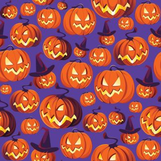 Pumpkin Light Allover - Purple Cotton Fabric