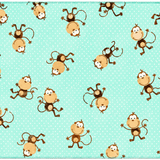 Single Layer Flannel Blanket - Jumping Monkeys Green Dots Flannel