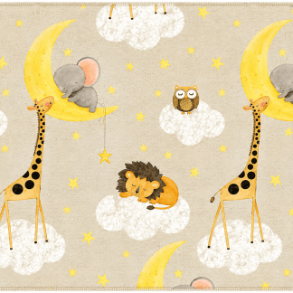 Single Layer Flannel Blanket - Jungle Animal Celestial Beige Comfy Flannel