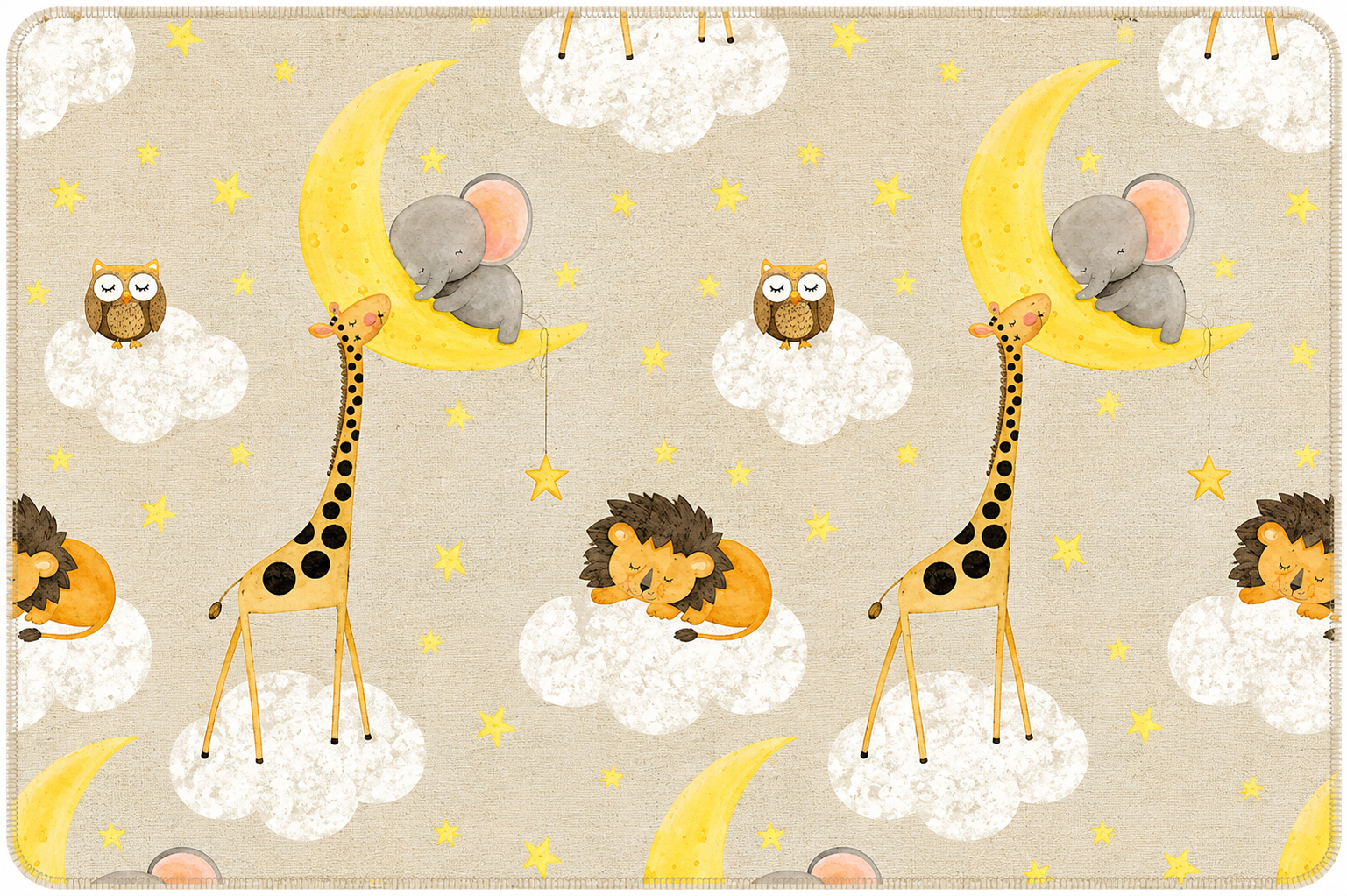 Single Layer Flannel Blanket - Jungle Animal Celestial Beige Comfy Flannel