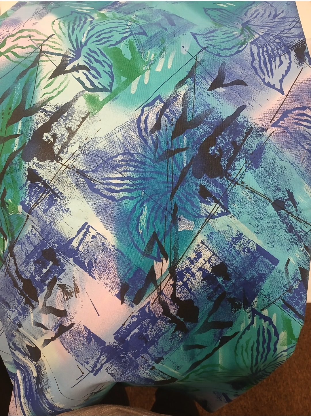 Abstract Tropical Leaves 60" Wide Cotton Fabric – Teal Blue Green