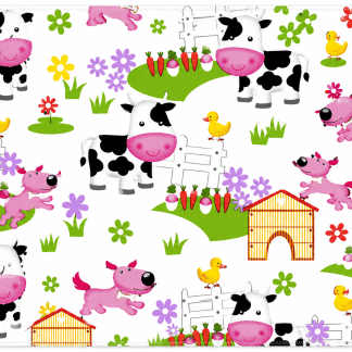 Single Layer Flannel Blanket - Fun Flannel Barnyard White