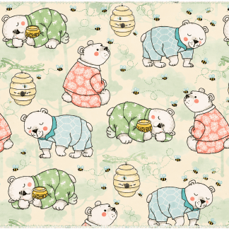 Single Layer Flannel Blanket - Bear and Honey Yellow Comfy Flannel